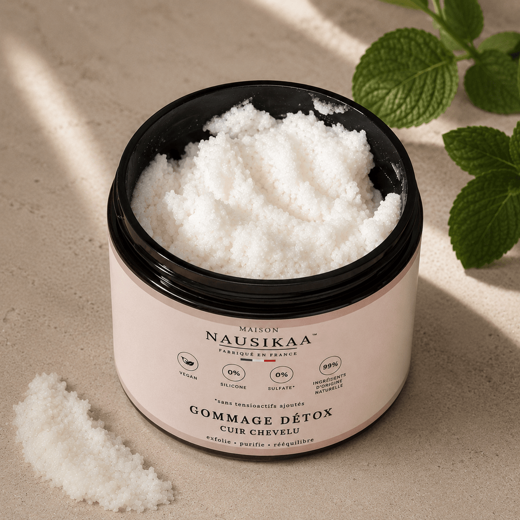 Gommage Détox Cuir Chevelu | Sel Marin & Menthe Bio - Maison Nausikaa Gommage Détox Cuir Chevelu | Sel Marin & Menthe Bio → hyper précis (le plus important) * Purifiant → ajoute le mot - clé SEO (shampoing, masque, etc.) * Maison Nausikaa