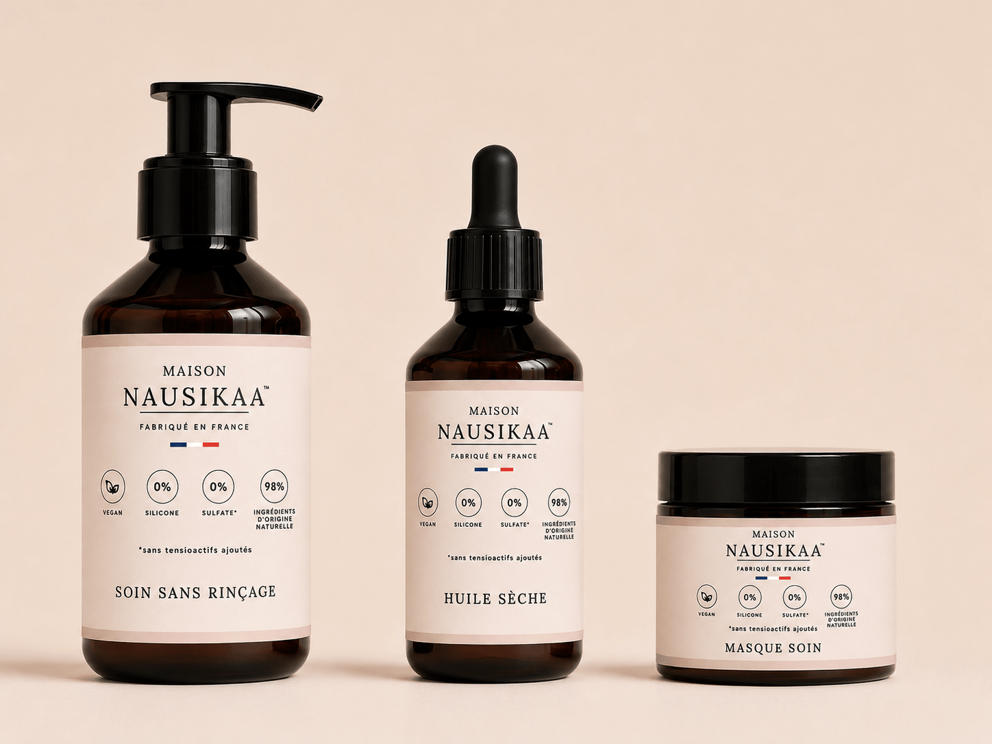 Pack nourrissant – Masque, Soin Sans Rinçage & Huile Sèche | Maison Nausikaa - Maison Nausikaa Pack nourrissant – Masque, Soin Sans Rinçage & Huile Sèche | Maison Nausikaa → hyper précis (le plus important) * Nourrissant → ajoute le mot - clé SEO (shampoing, masque, etc.) * Maison Nausikaa