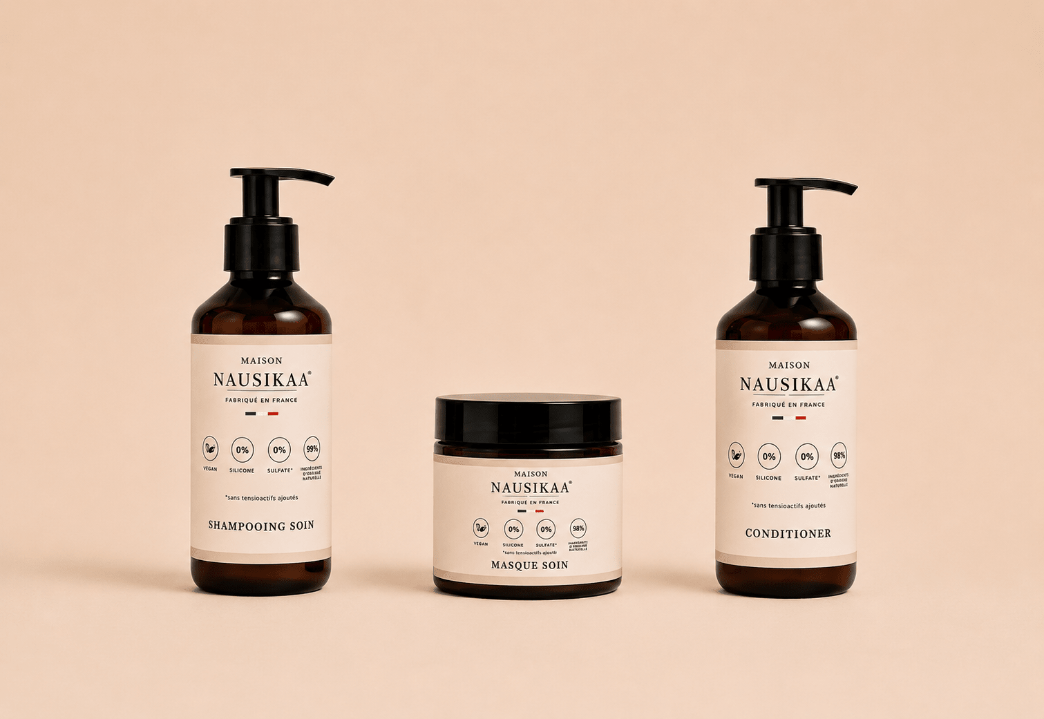 Rituel Hydratant Essentiel | Shampooing, Conditionneur & Masque Nourrissant - Maison Nausikaa L'élixir du soin capillaire Rituel Hydratant Essentiel | Shampooing, Conditionneur & Masque Nourrissant → hyper précis (le plus important) * → ajoute le mot-clé SEO (shampoing, masque, etc.) * Maison Nausikaa L'élixir du soin capillaire